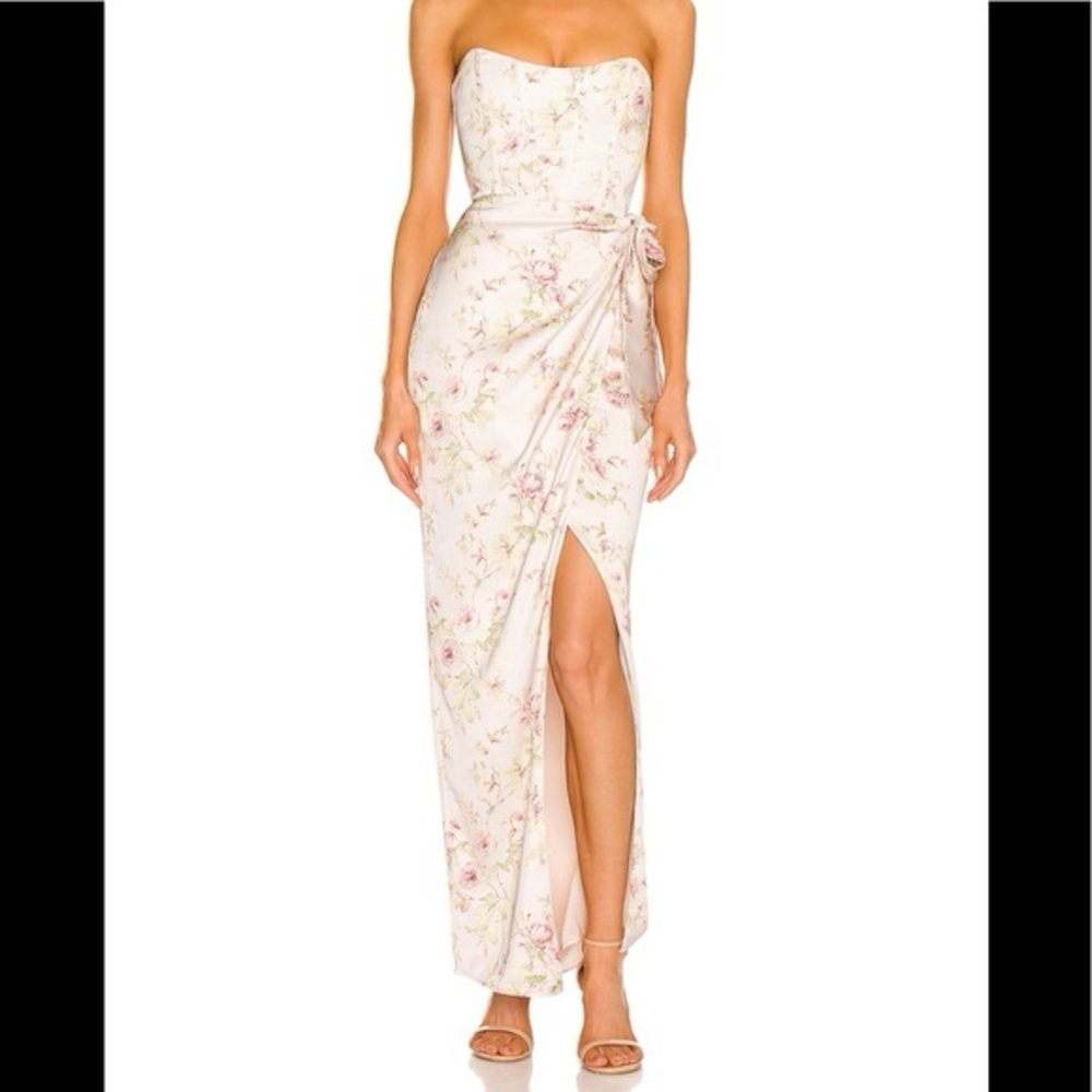 V. Chapman Strapless Floral Dress in Cream and Pink - Picture 2 of 7